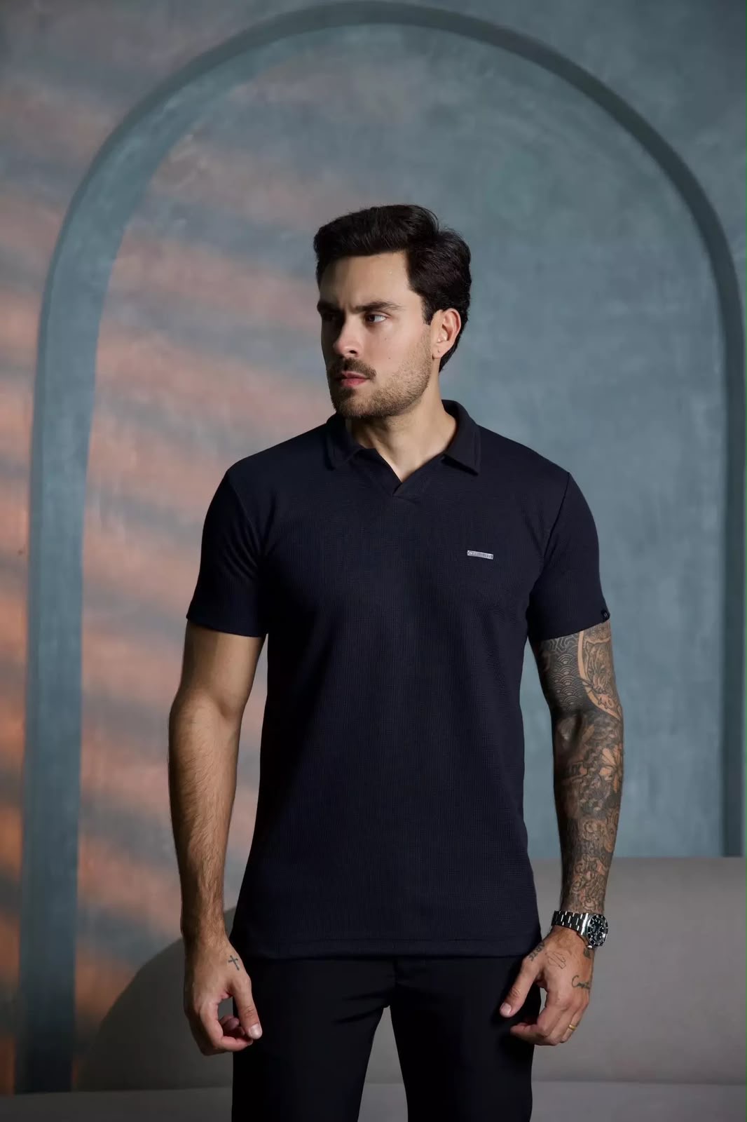 Camisa Polo Roma Preta - Imagem 1
