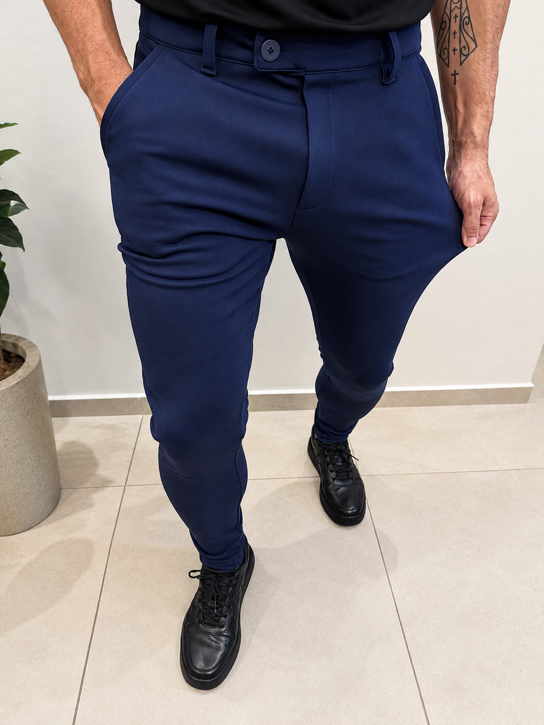 Calça Alfaiataria Paris C/Elastano Premium Azul - Imagem 1